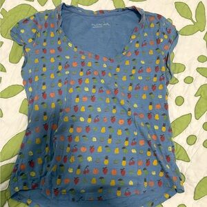 Anthropologie Blue Wrap Cap Sleeve Blouse